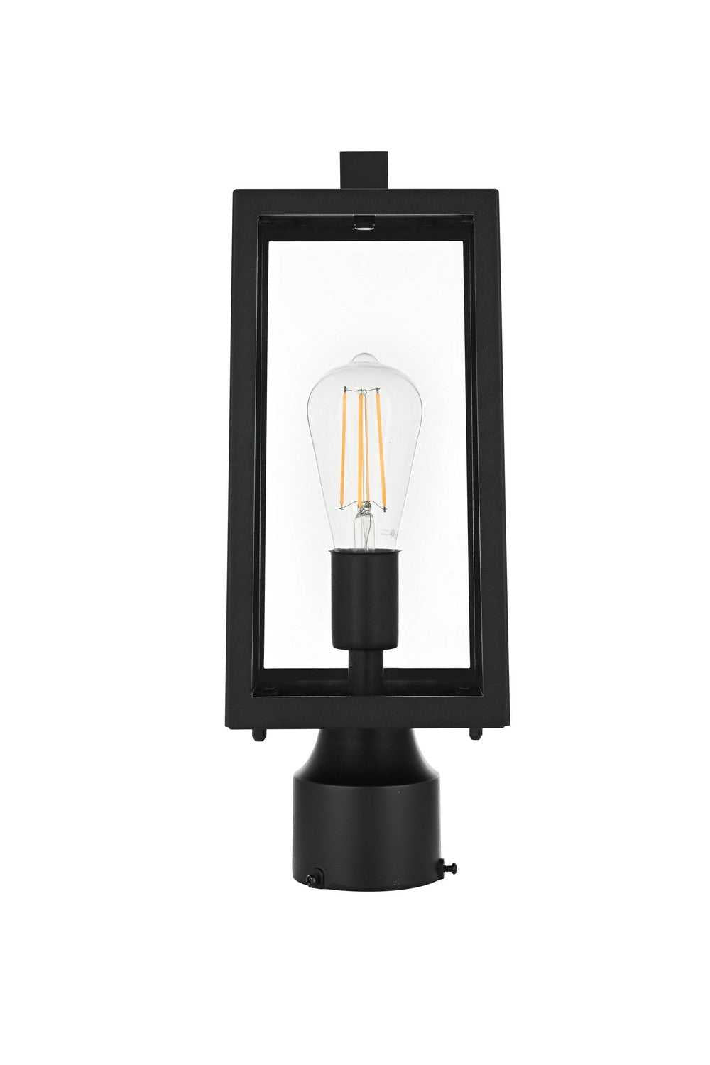 Veda One Light Outdoor Post Mount in Black and Clear Elegant Lighting