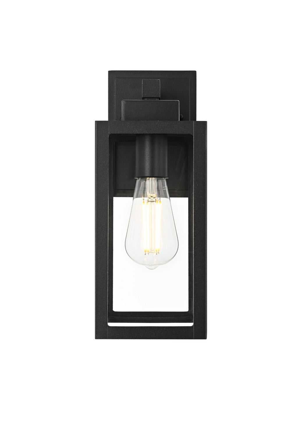 Veda One Light Outdoor Wall Sconce in Black and Clear Elegant Lighting