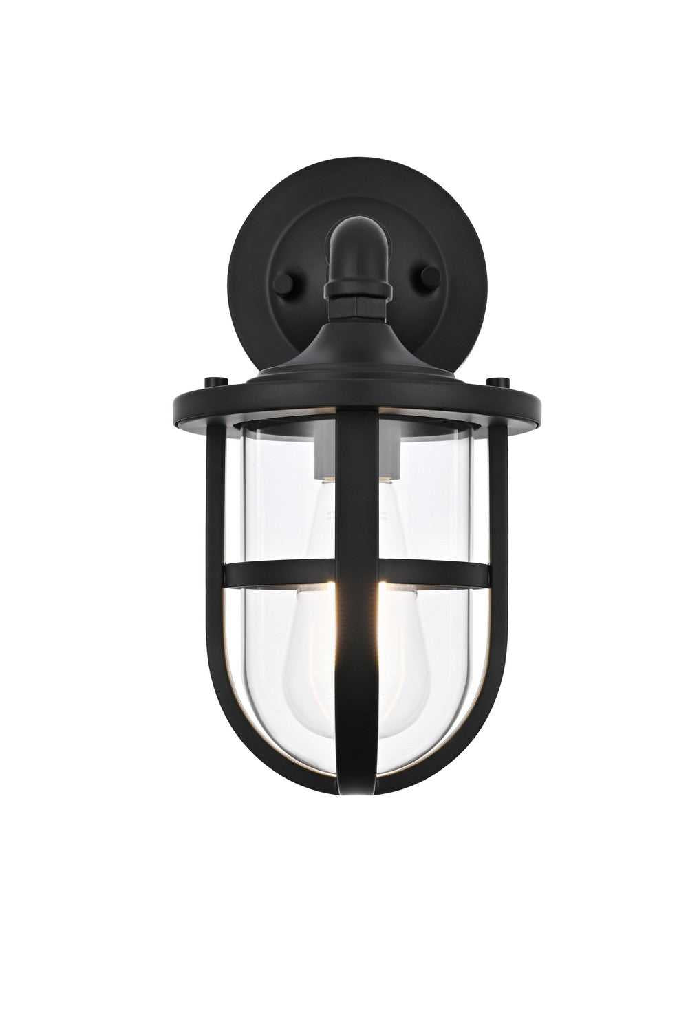 Hugo One Light Outdoor Wall Sconce in Black Elegant Lighting