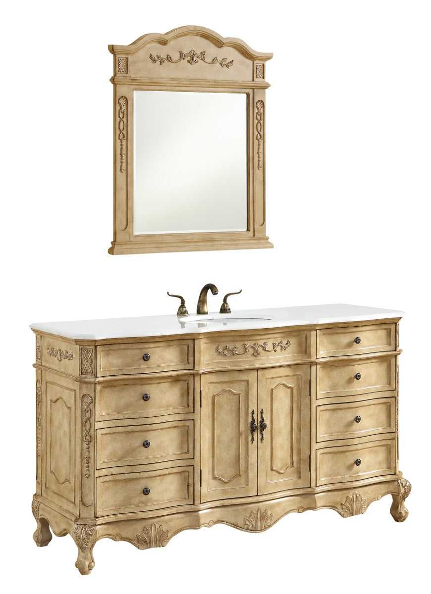 Danville Single Bathroom Vanity in Antique beige Elegant Lighting