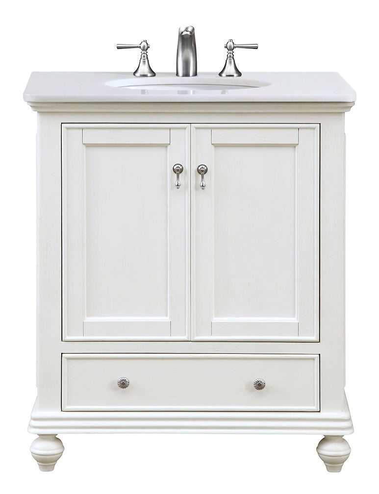 Otto Single Bathroom Vanity in Antique white Elegant Lighting