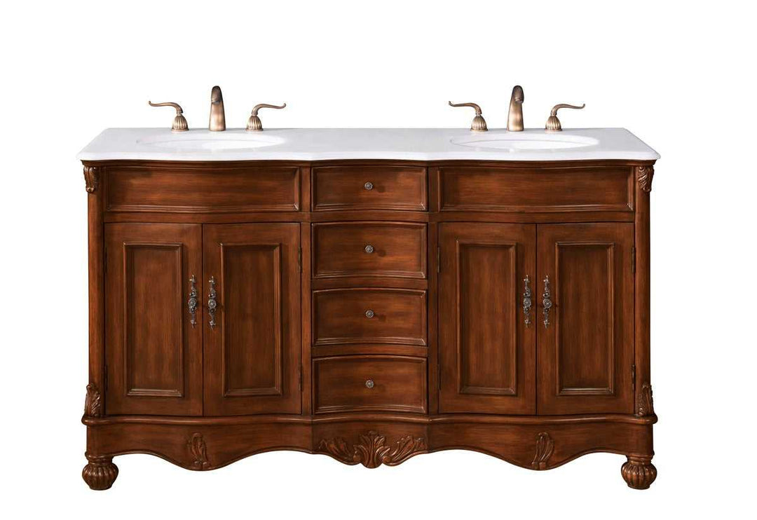 Windsor Double Bathroom Vanity in Teak Elegant Lighting