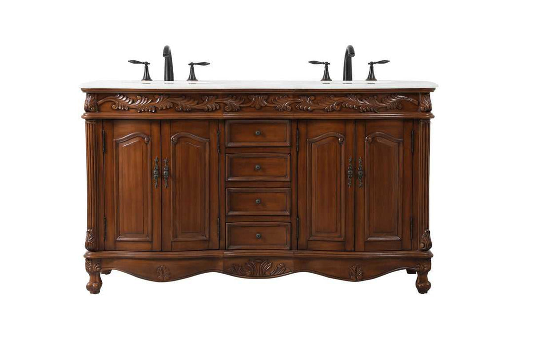 Windsor Double Bathroom Vanity in Teak Elegant Lighting