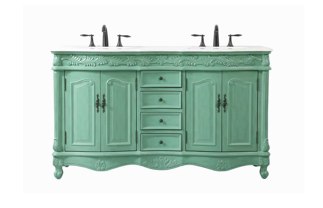 Windsor Double Bathroom Vanity in Vintage mint Elegant Lighting