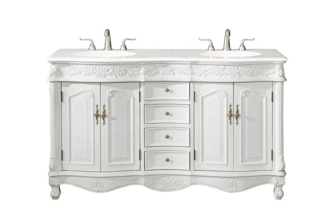 Windsor Double Bathroom Vanity in Antique white Elegant Lighting