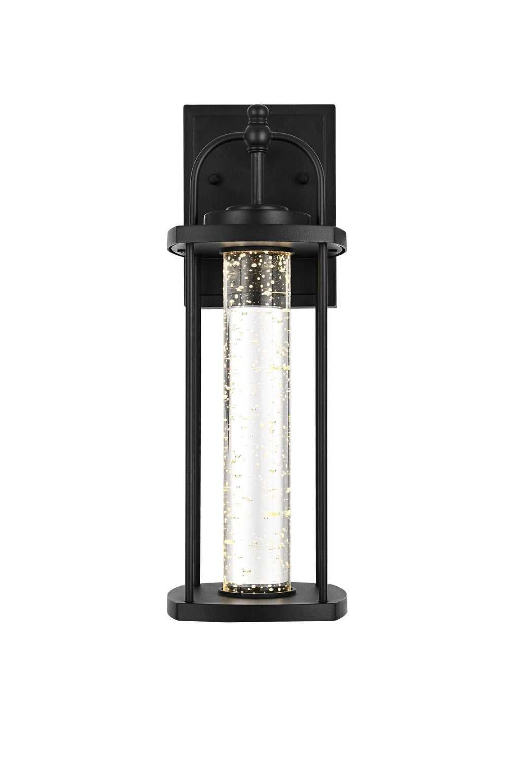 Zev LED Outdoor Wall Sconce in Black and Clear Elegant Lighting