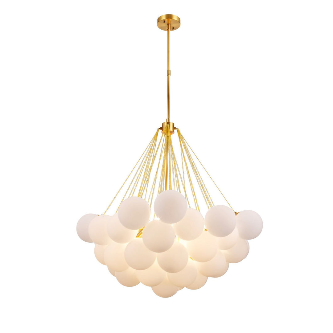 Isabella Three Light Pendant in Antique Brass w/Milk white glass ball - available from The Lighting Shoppe, trusted by Canadian homeowners