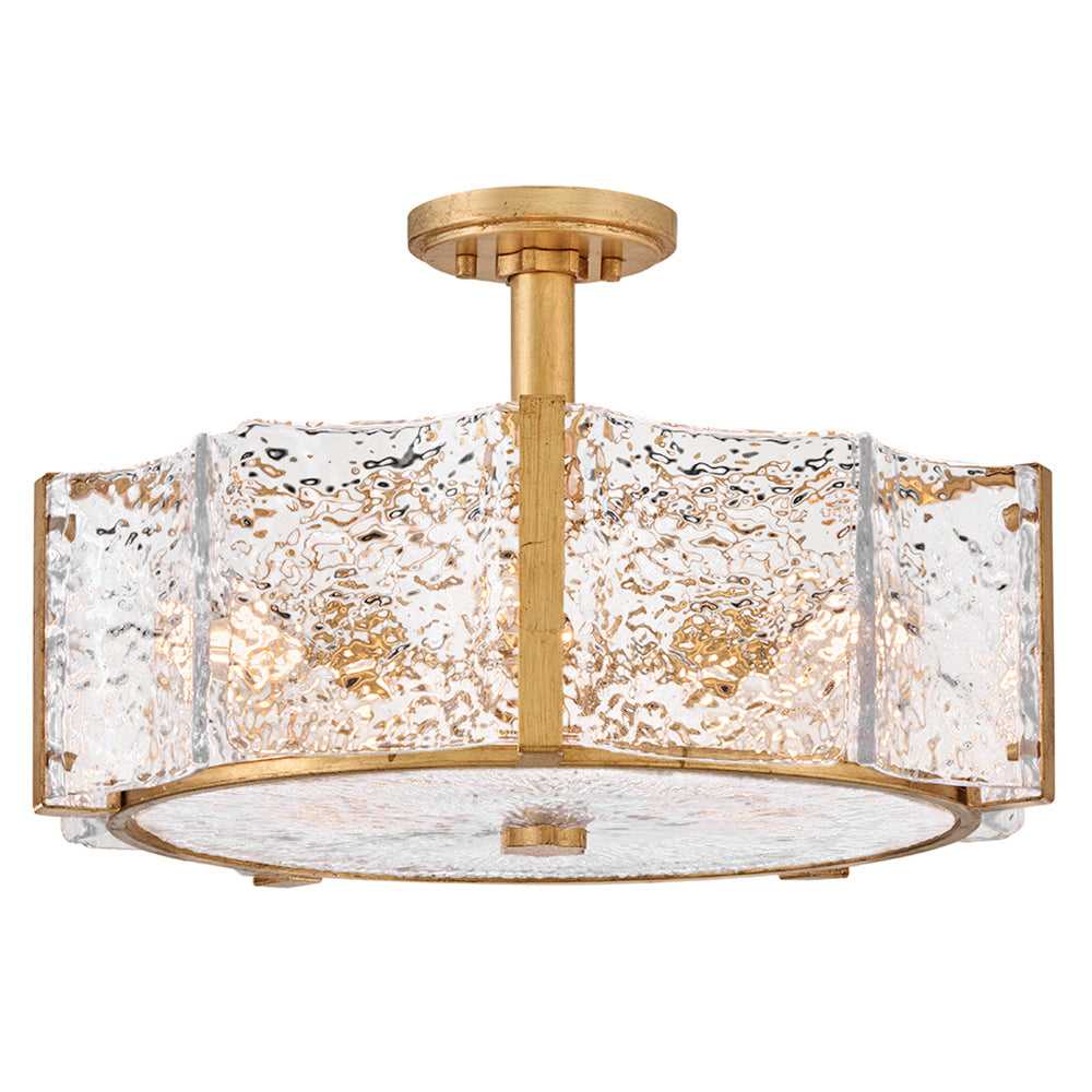 Florian LED Semi-Flush Mount in Distressed Brass - available from The Lighting Shoppe, trusted by Canadian homeowners