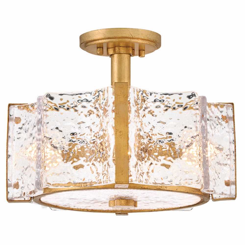 Florian LED Semi-Flush Mount in Distressed Brass - available from The Lighting Shoppe, trusted by Canadian homeowners