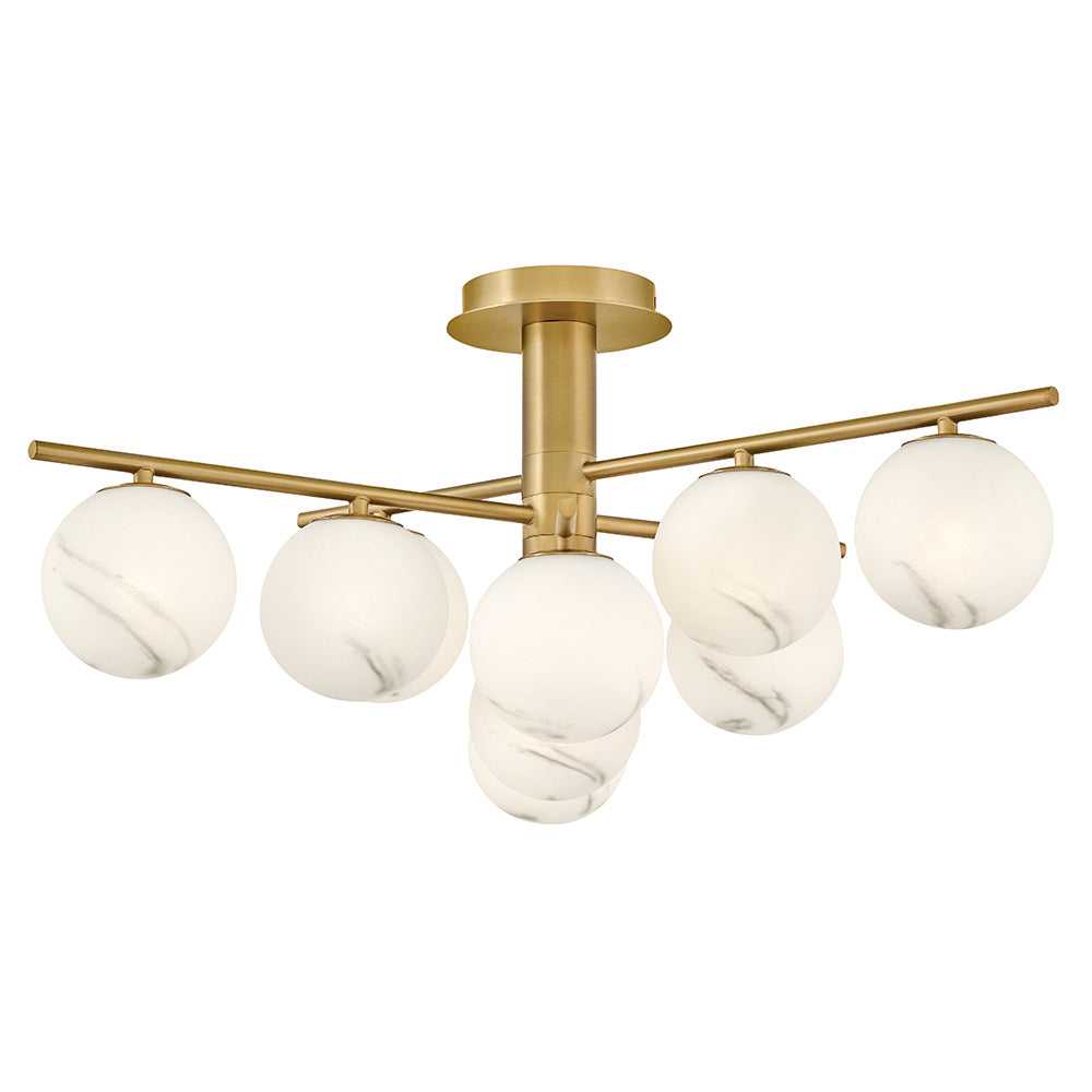 Selene LED Semi-Flush Mount in Lacquered Brass - available from The Lighting Shoppe, trusted by Canadian homeowners