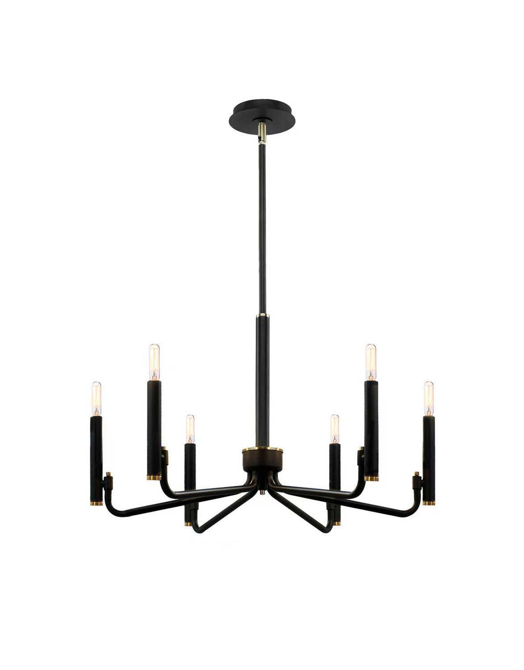 Six Light Chandelier in Matte Black w/ Brass Justice Designs