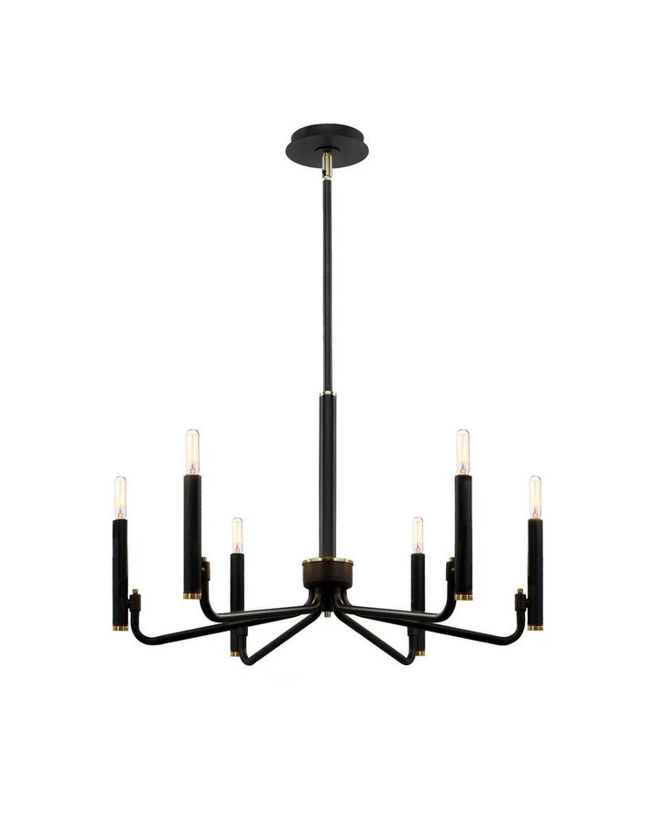Six Light Chandelier in Matte Black w/ Brass Justice Designs