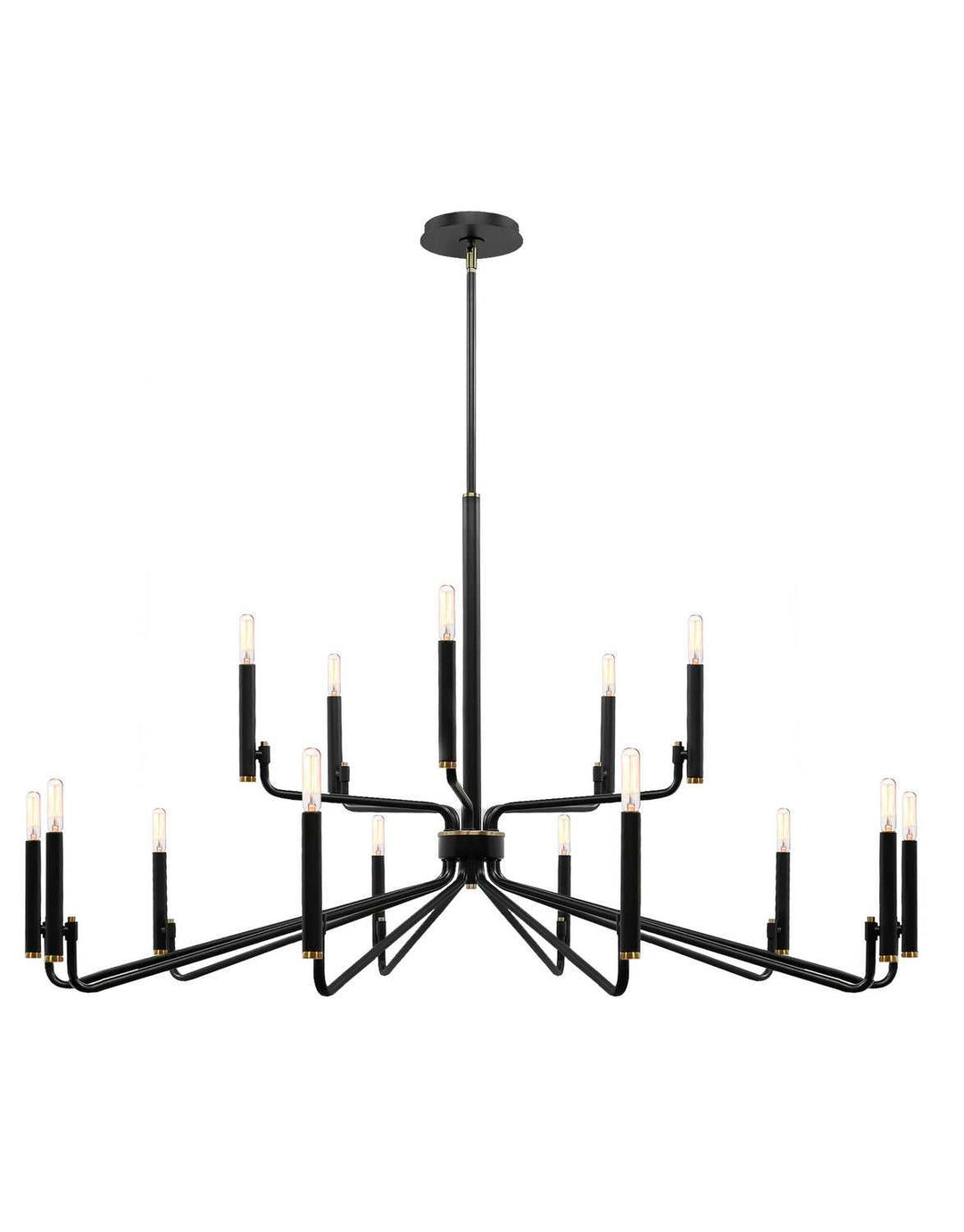 15 Light Chandelier in Matte Black w/ Brass Justice Designs