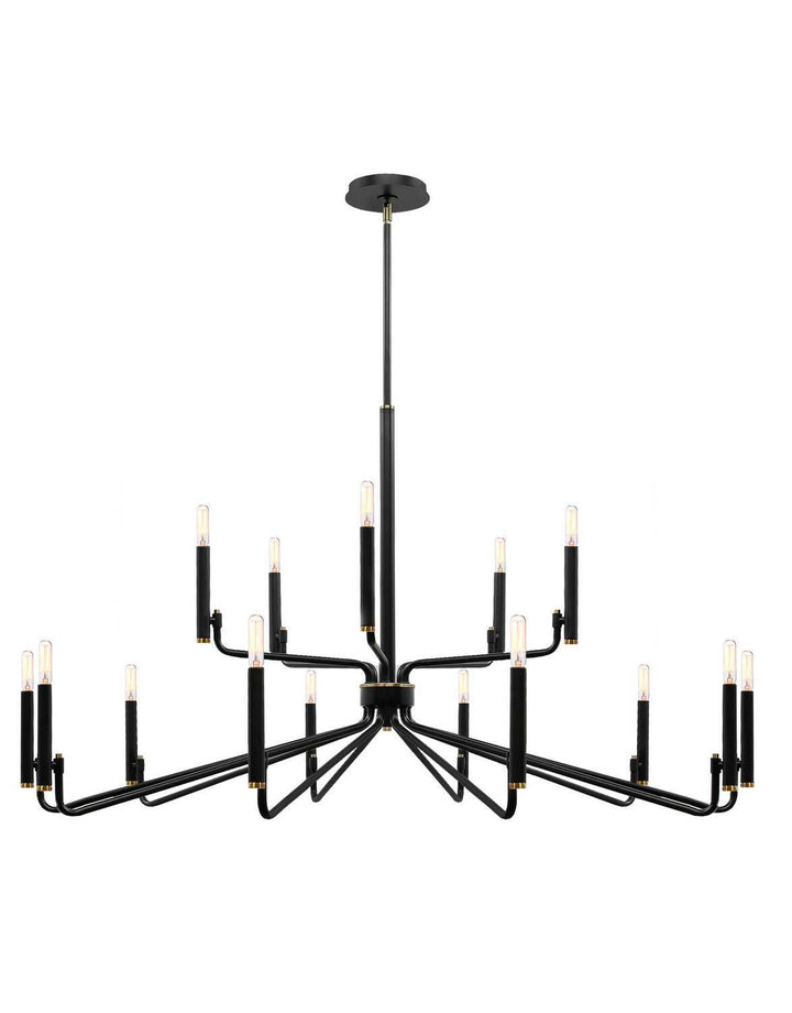 15 Light Chandelier in Matte Black w/ Brass Justice Designs