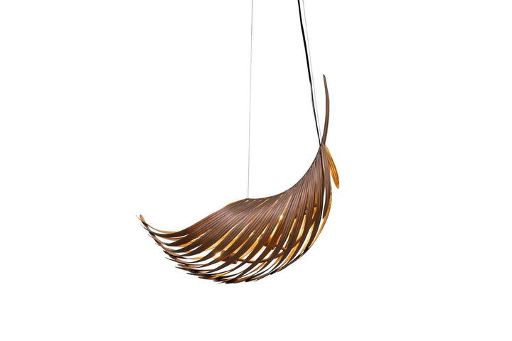 Three Light Pendant in Soft Bronze w/Gold Leaf Justice Designs
