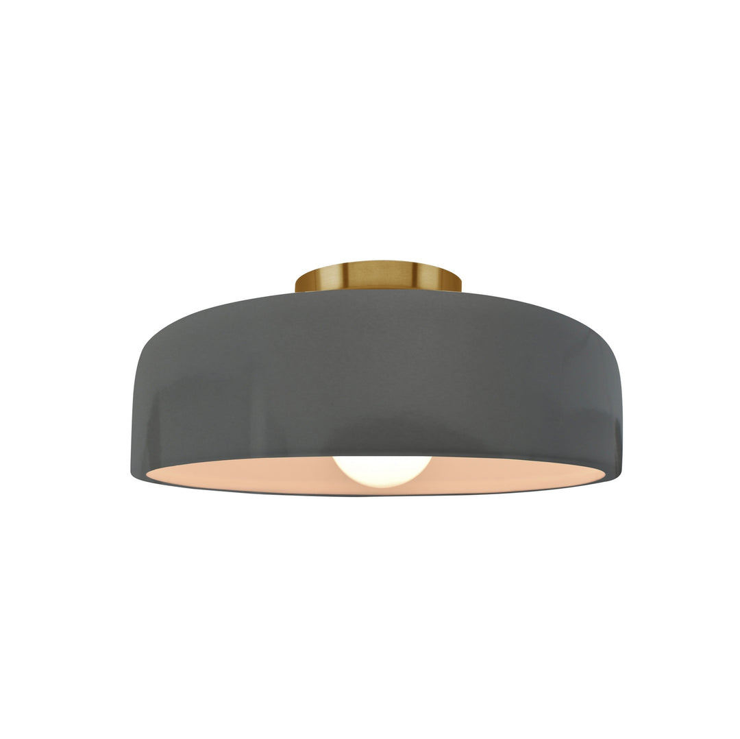 Justice Designs - CER-6340-GRY-BRSS - One Light Semi-Flush Mount - Radiance Collection - Brushed Brass