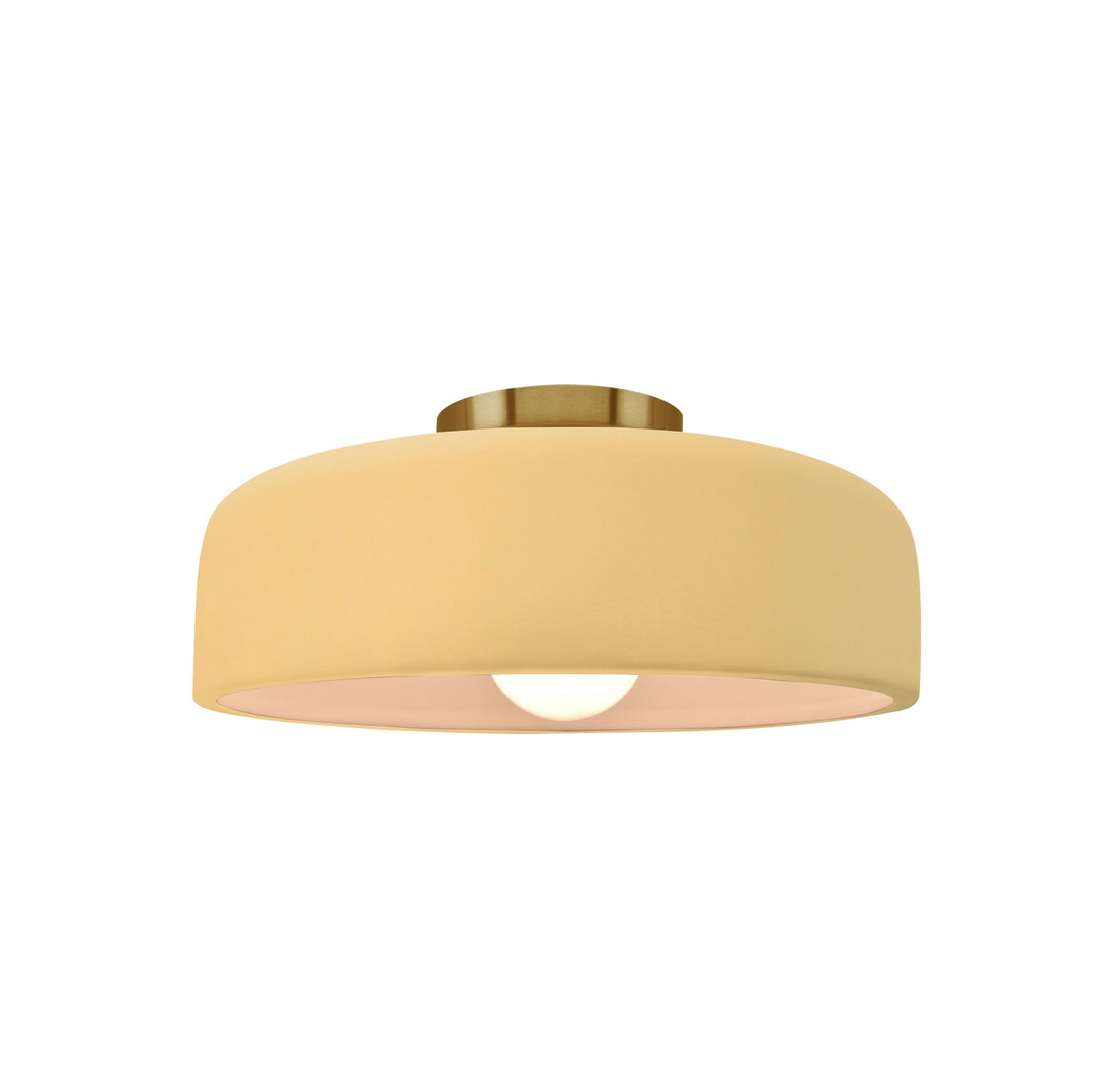 Justice Designs - CER-6340-MYLW-BRSS - One Light Semi-Flush Mount - Radiance Collection - Brushed Brass