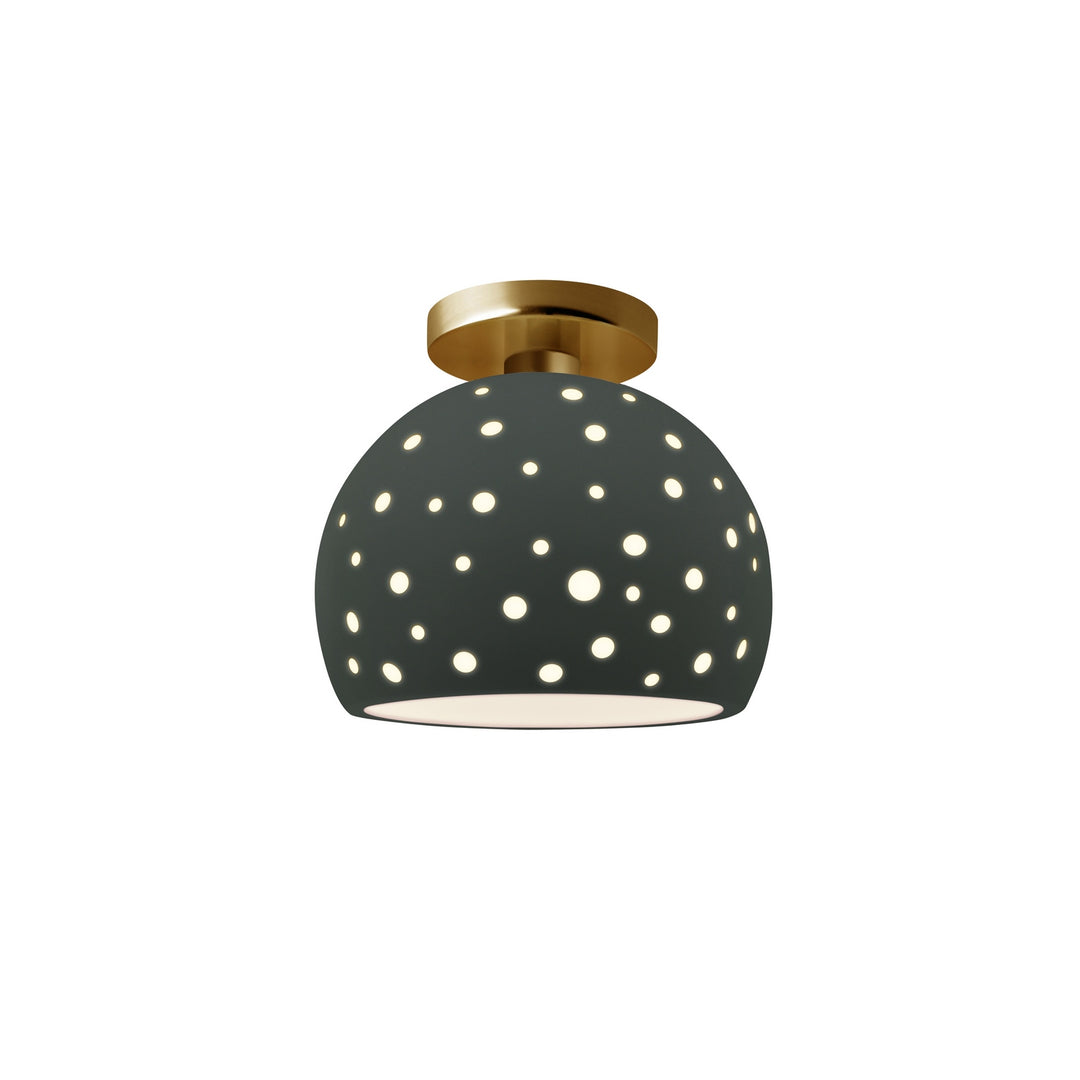 Justice Designs - CER-6357-PWGN-BRSS - One Light Semi-Flush Mount - Radiance Collection - Brushed Brass