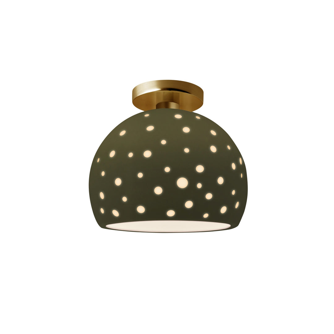 Justice Designs - CER-6359-MGRN-BRSS - One Light Semi-Flush Mount - Radiance Collection - Brushed Brass