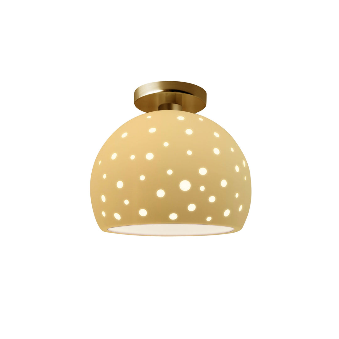 Justice Designs - CER-6359-MYLW-BRSS - One Light Semi-Flush Mount - Radiance Collection - Brushed Brass
