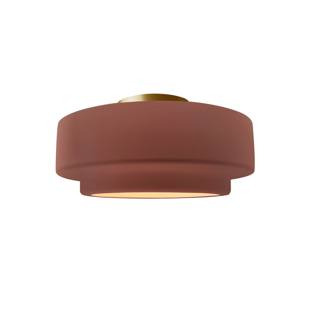 Justice Designs - CER-6360-CLAY-BRSS - One Light Semi-Flush Mount - Radiance Collection - Brushed Brass