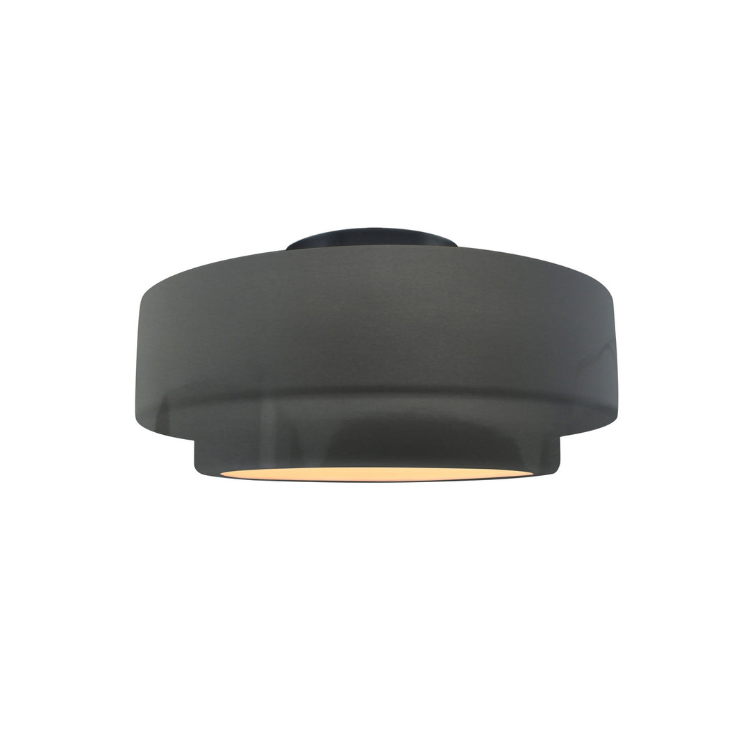 Justice Designs - CER-6360-GRY-MBLK - One Light Semi-Flush Mount - Radiance Collection - Matte Black