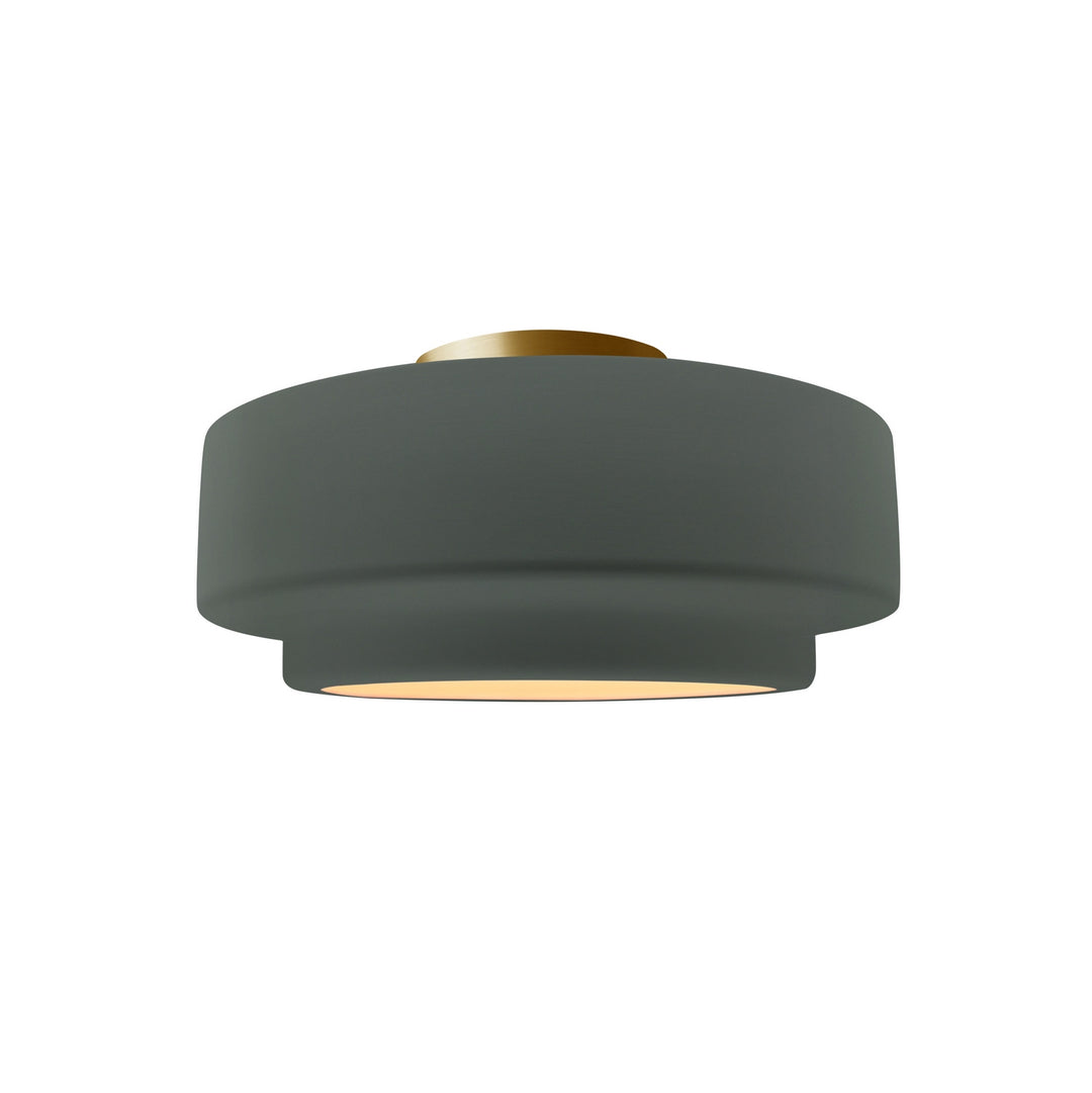 Justice Designs - CER-6360-PWGN-BRSS - One Light Semi-Flush Mount - Radiance Collection - Brushed Brass