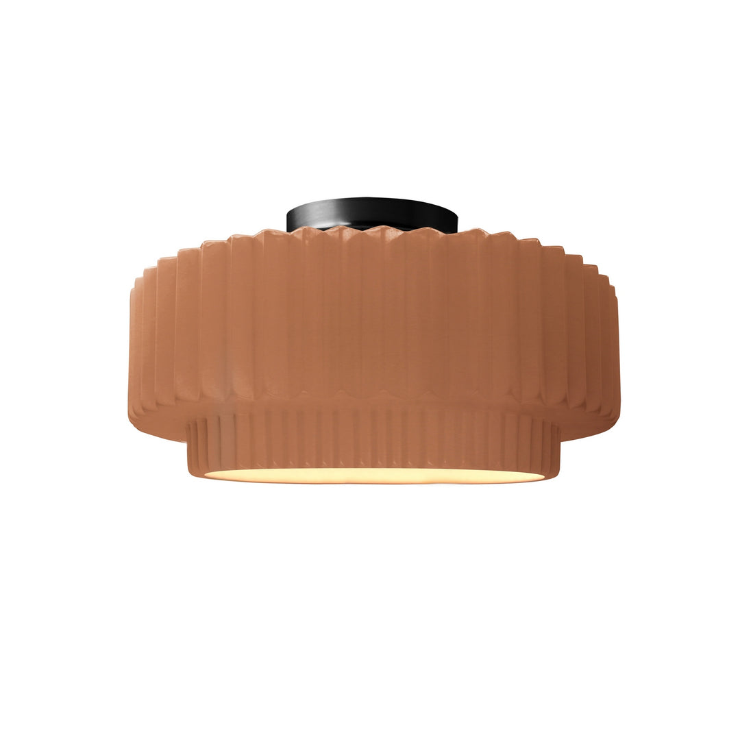 Justice Designs - CER-6370-ADOB-MBLK - One Light Semi-Flush Mount - Radiance Collection - Matte Black