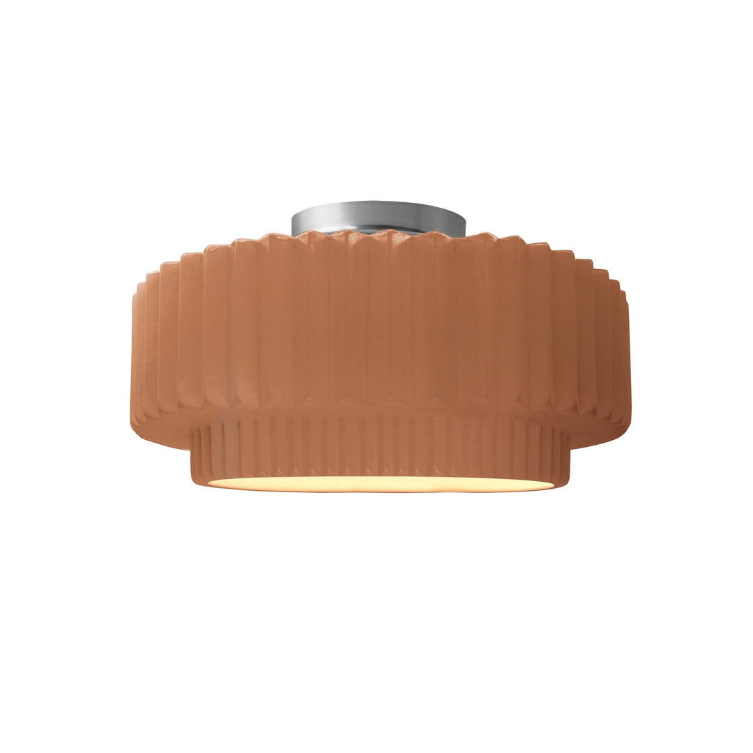 Justice Designs - CER-6370-ADOB-NCKL - One Light Semi-Flush Mount - Radiance Collection - Brushed Nickel