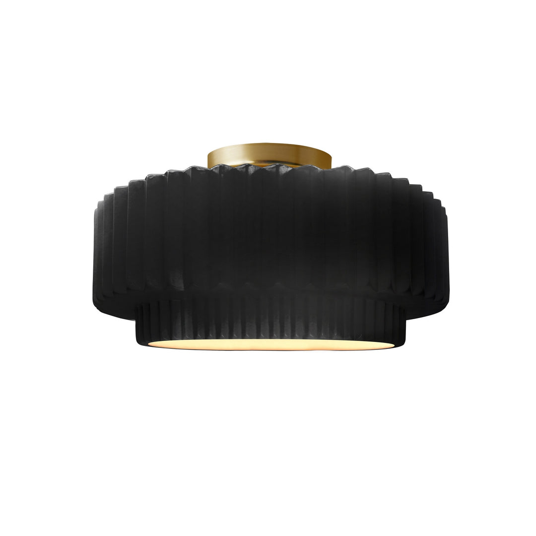 Justice Designs - CER-6370-BKMT-BRSS - One Light Semi-Flush Mount - Radiance Collection - Brushed Brass