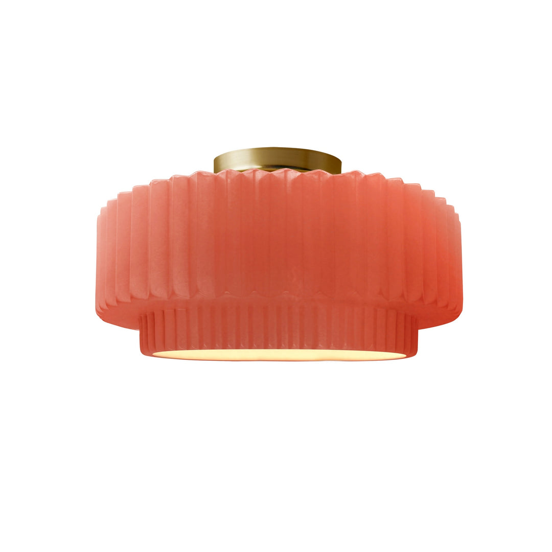 Justice Designs - CER-6370-BSH-BRSS - One Light Semi-Flush Mount - Radiance Collection - Brushed Brass