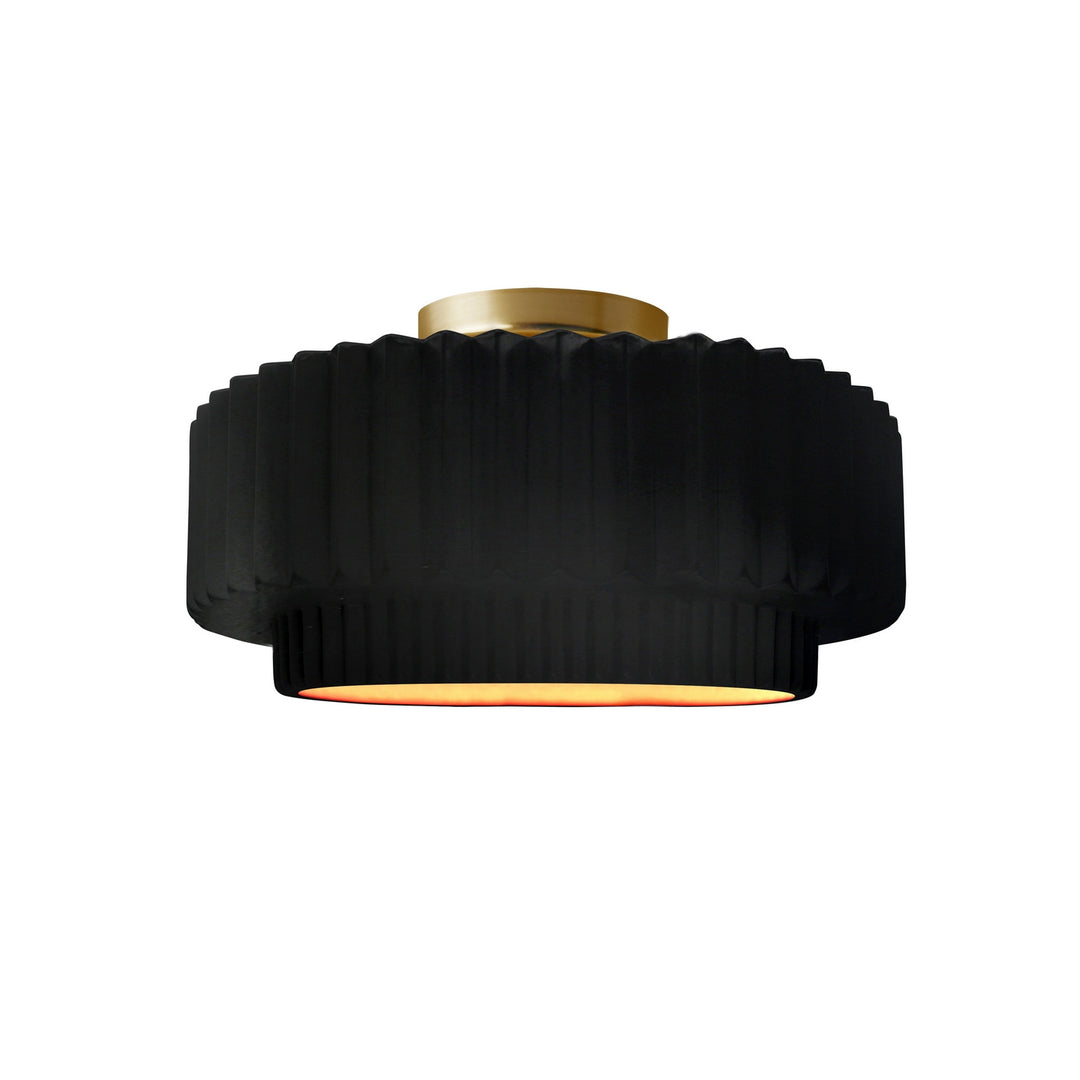 Justice Designs - CER-6370-CBGD-BRSS - One Light Semi-Flush Mount - Radiance Collection - Brushed Brass