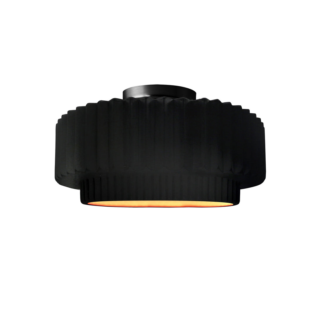 Justice Designs - CER-6370-CBGD-MBLK - One Light Semi-Flush Mount - Radiance Collection - Matte Black