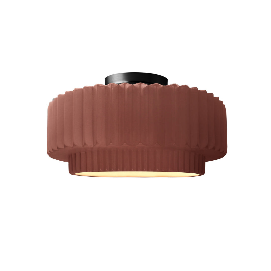 Justice Designs - CER-6370-CLAY-MBLK - One Light Semi-Flush Mount - Radiance Collection - Matte Black