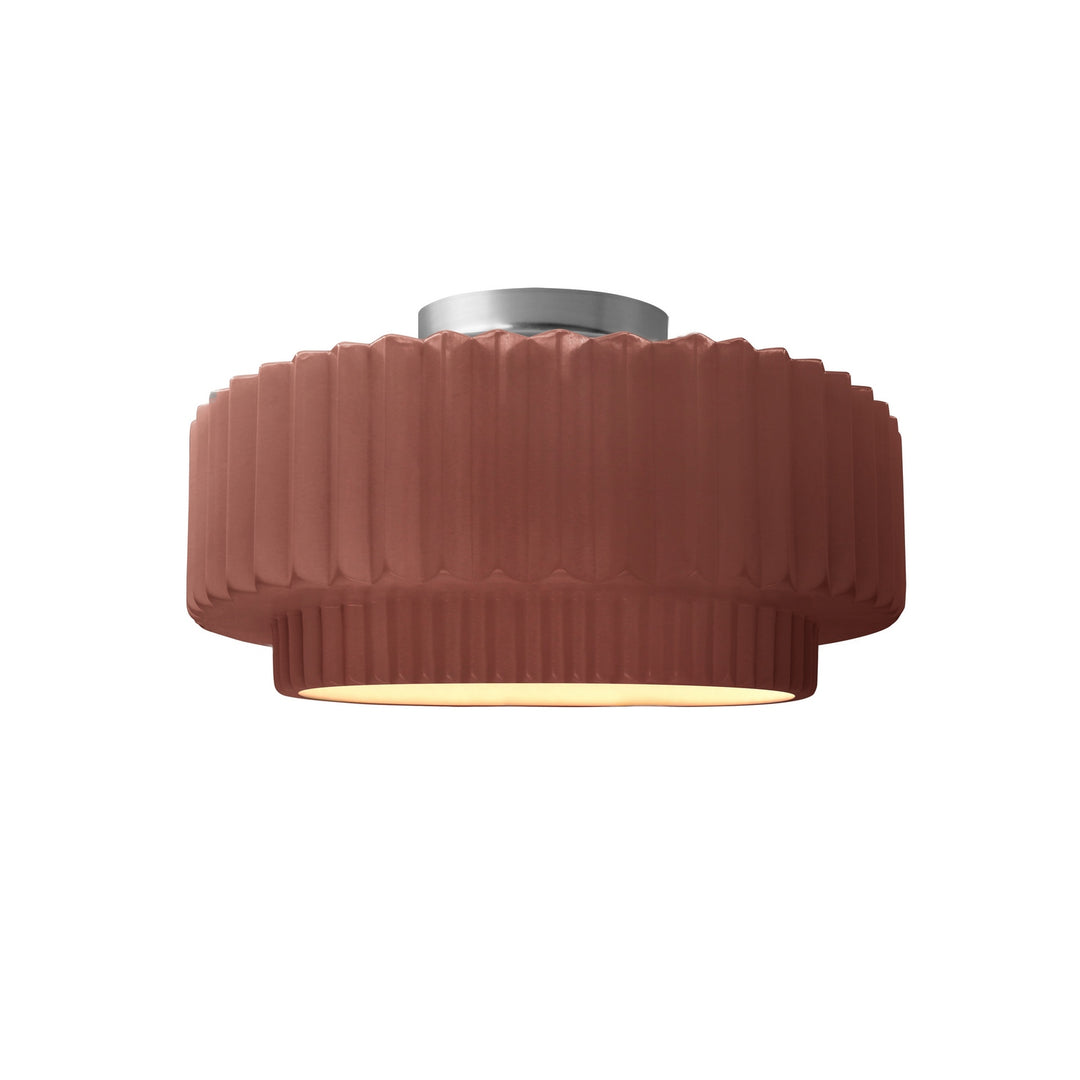 Justice Designs - CER-6370-CLAY-NCKL - One Light Semi-Flush Mount - Radiance Collection - Brushed Nickel