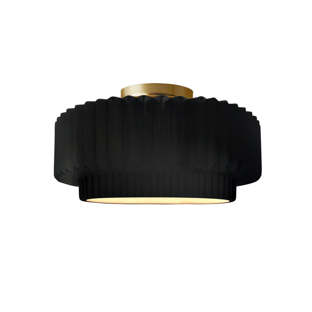 Justice Designs - CER-6370-CRB-BRSS - One Light Semi-Flush Mount - Radiance Collection - Brushed Brass
