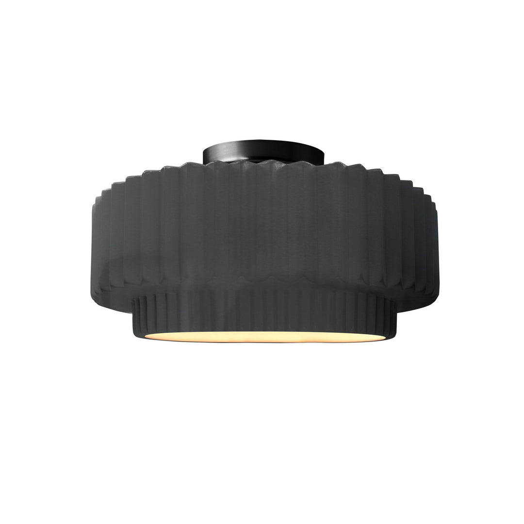 Justice Designs - CER-6370-GRY-MBLK - One Light Semi-Flush Mount - Radiance Collection - Matte Black