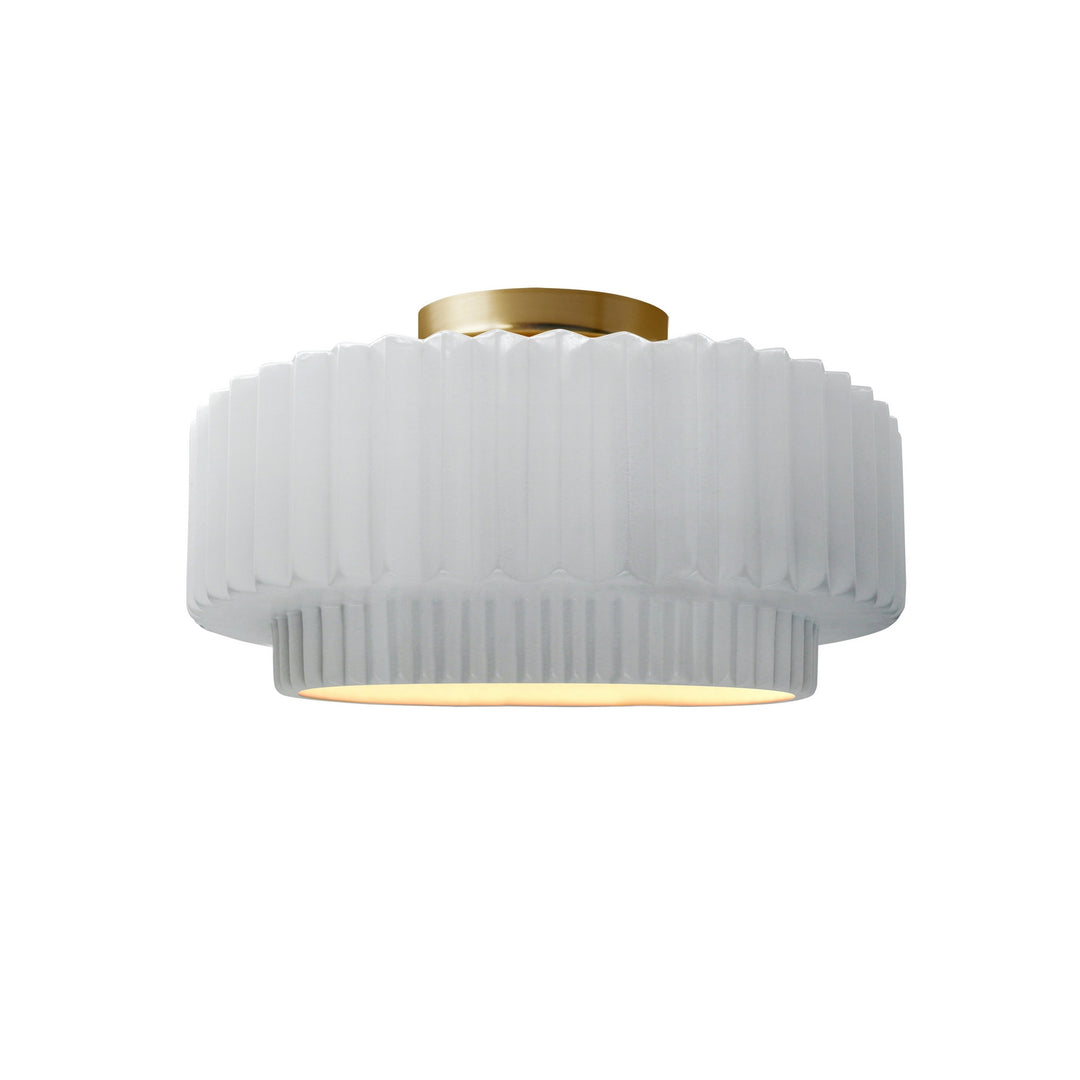 Justice Designs - CER-6370-WTWT-BRSS - One Light Semi-Flush Mount - Radiance Collection - Brushed Brass