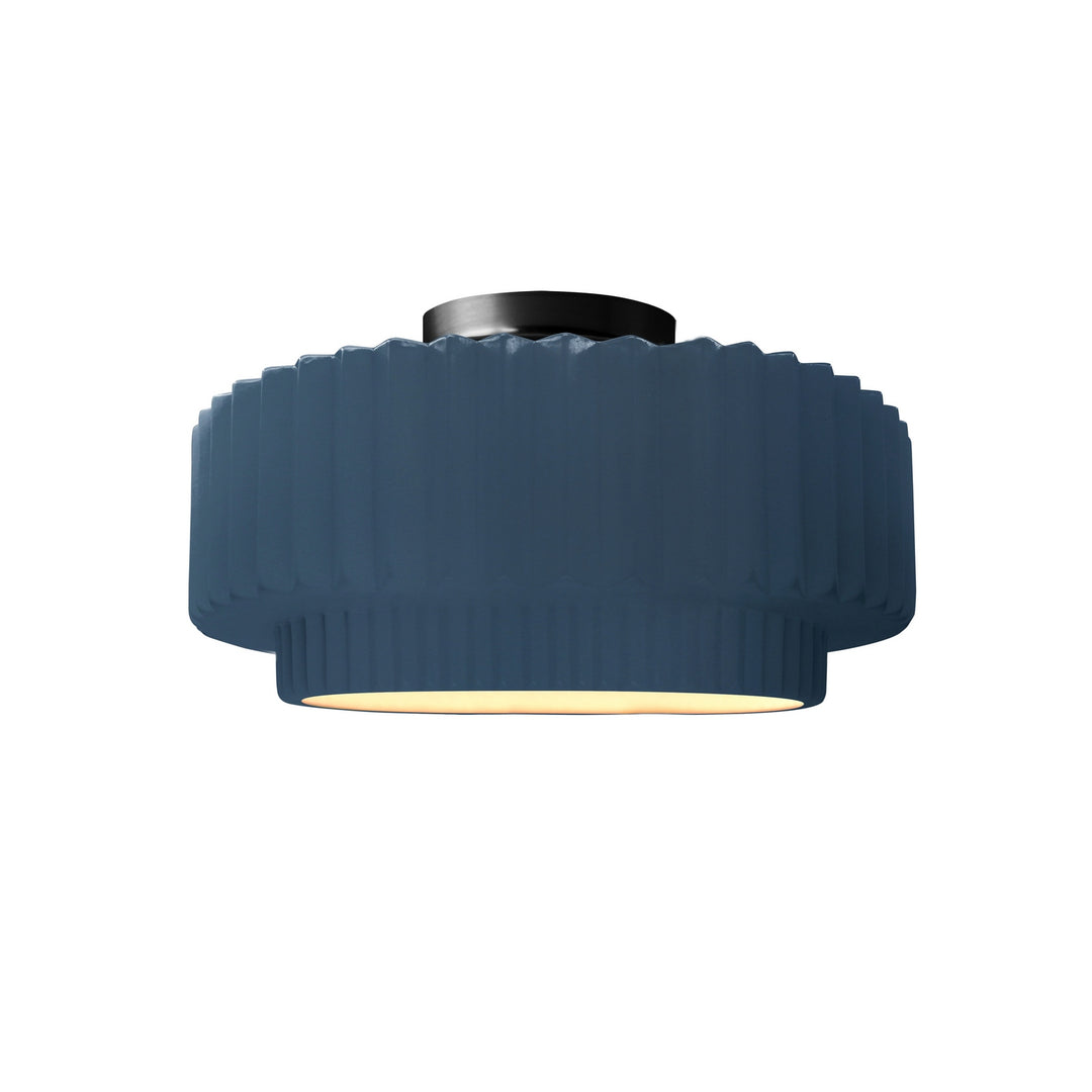 Justice Designs - CER-6370-MDMT-MBLK - One Light Semi-Flush Mount - Radiance Collection - Matte Black