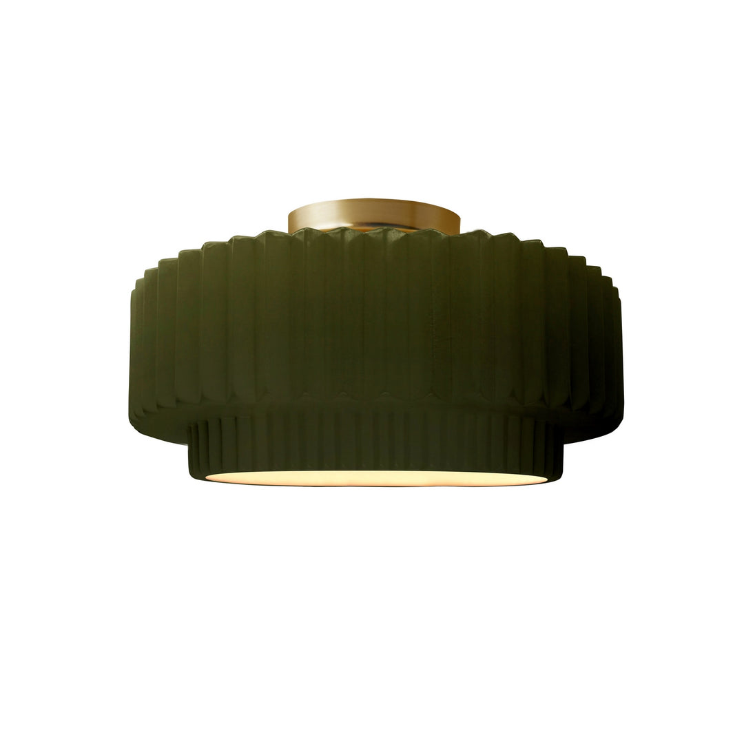 Justice Designs - CER-6370-MGRN-BRSS - One Light Semi-Flush Mount - Radiance Collection - Brushed Brass