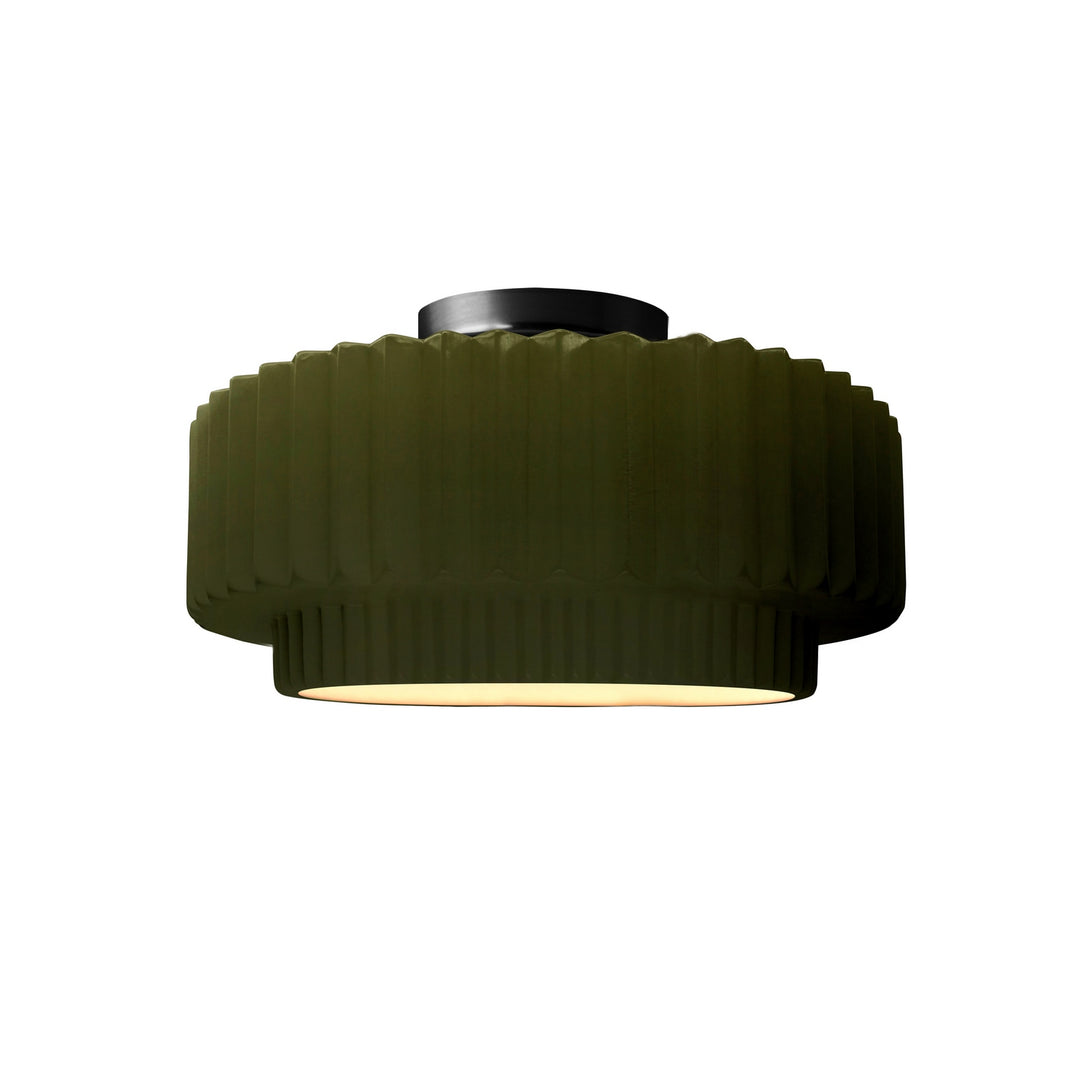 Justice Designs - CER-6370-MGRN-MBLK - One Light Semi-Flush Mount - Radiance Collection - Matte Black
