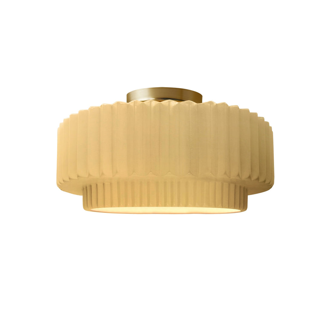 Justice Designs - CER-6370-MYLW-BRSS - One Light Semi-Flush Mount - Radiance Collection - Brushed Brass