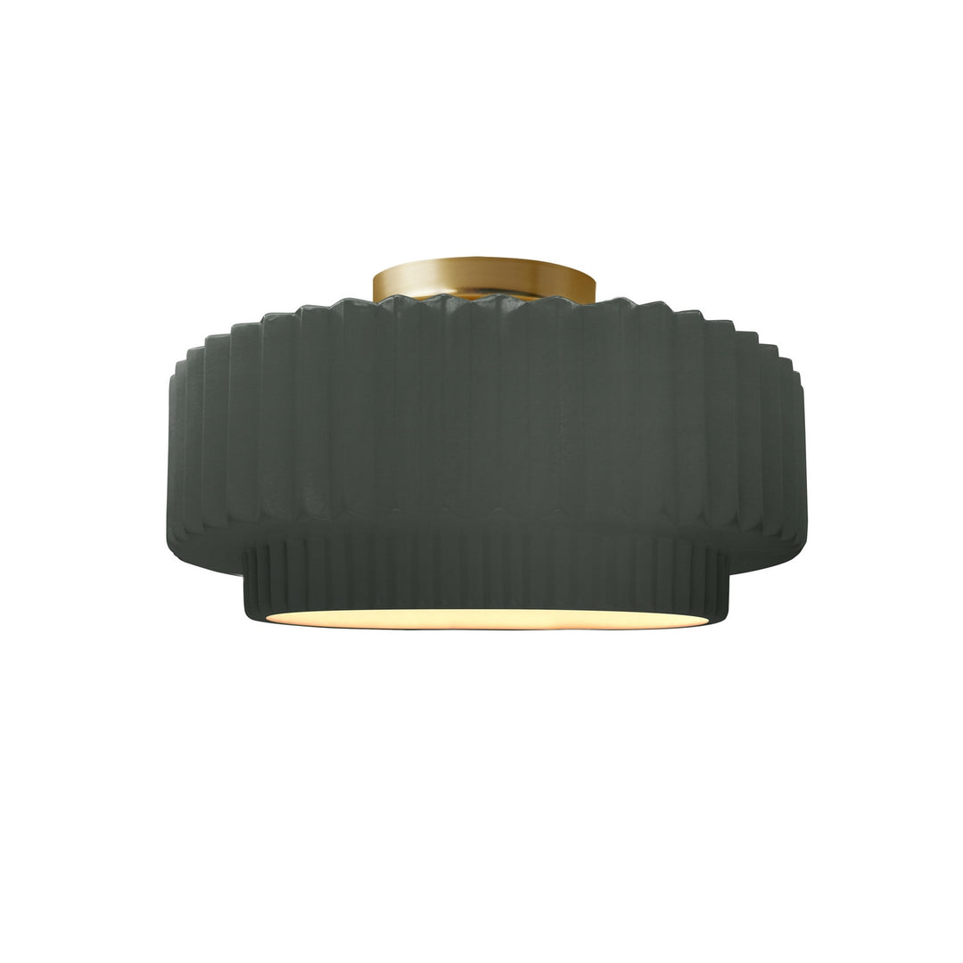 Justice Designs - CER-6370-PWGN-BRSS - One Light Semi-Flush Mount - Radiance Collection - Brushed Brass
