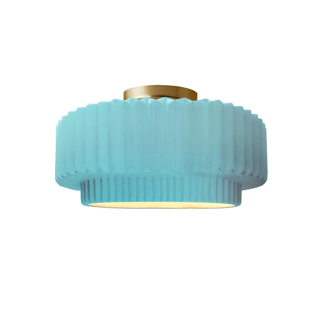 Justice Designs - CER-6370-RFPL-BRSS - One Light Semi-Flush Mount - Radiance Collection - Brushed Brass