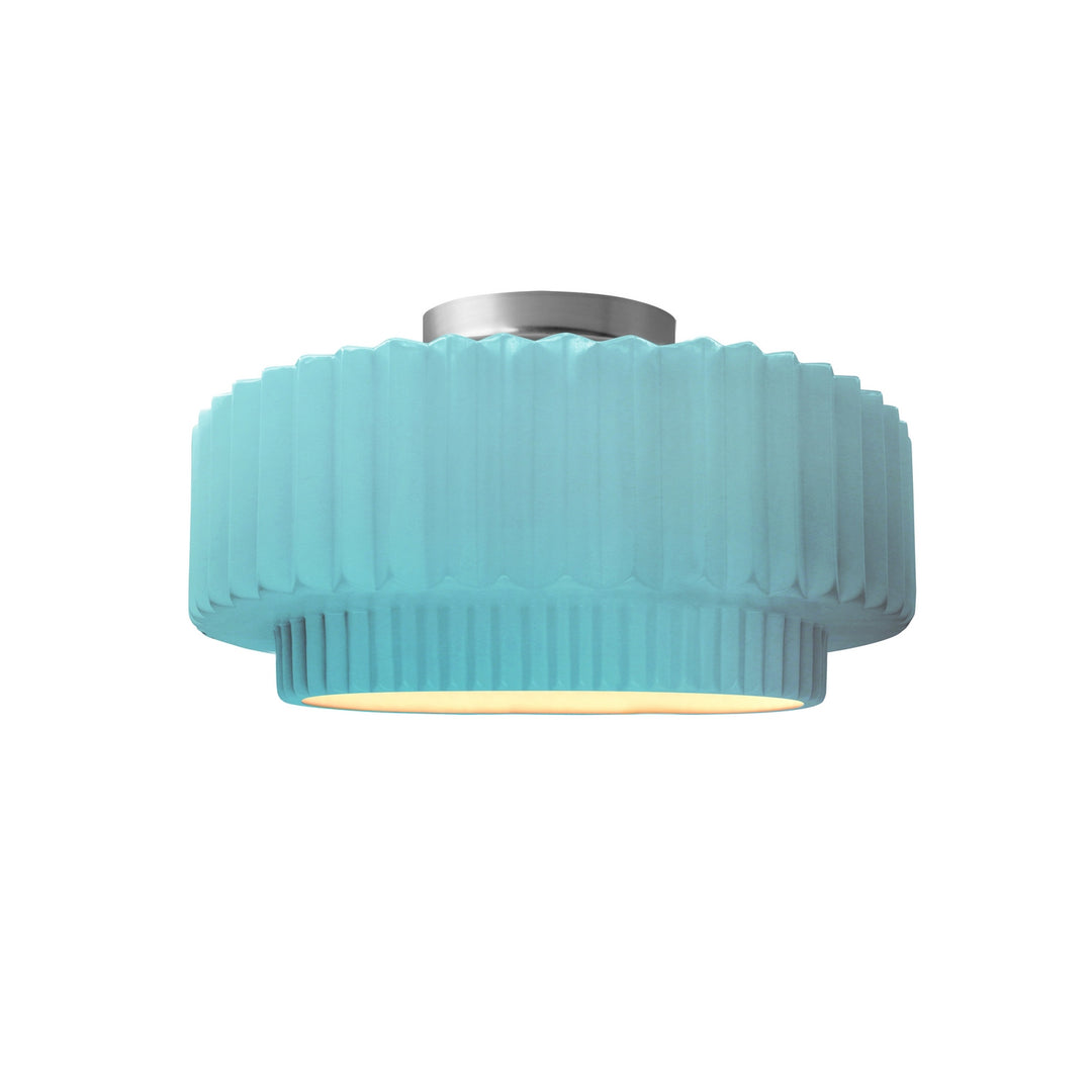 Justice Designs - CER-6370-RFPL-NCKL - One Light Semi-Flush Mount - Radiance Collection - Brushed Nickel