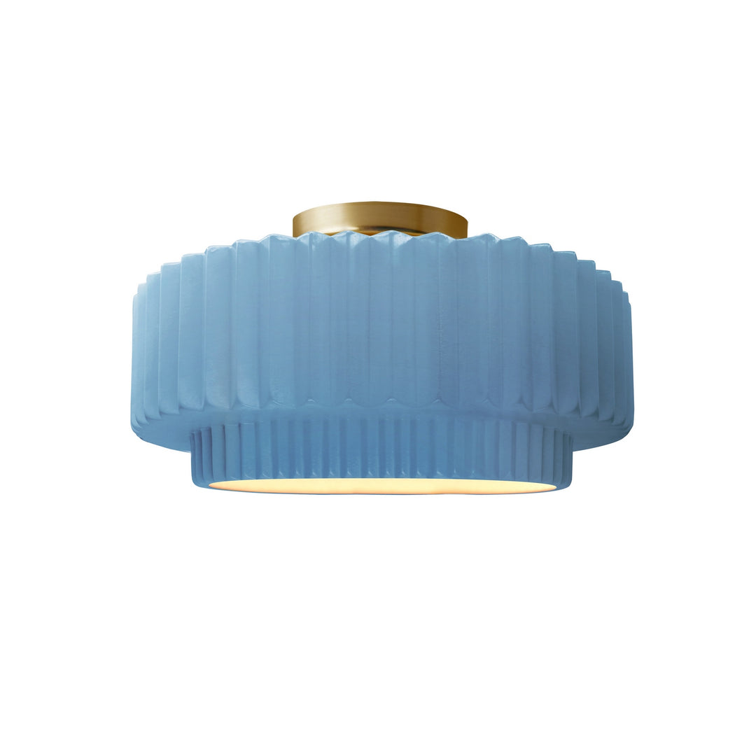 Justice Designs - CER-6370-SKBL-BRSS - One Light Semi-Flush Mount - Radiance Collection - Brushed Brass
