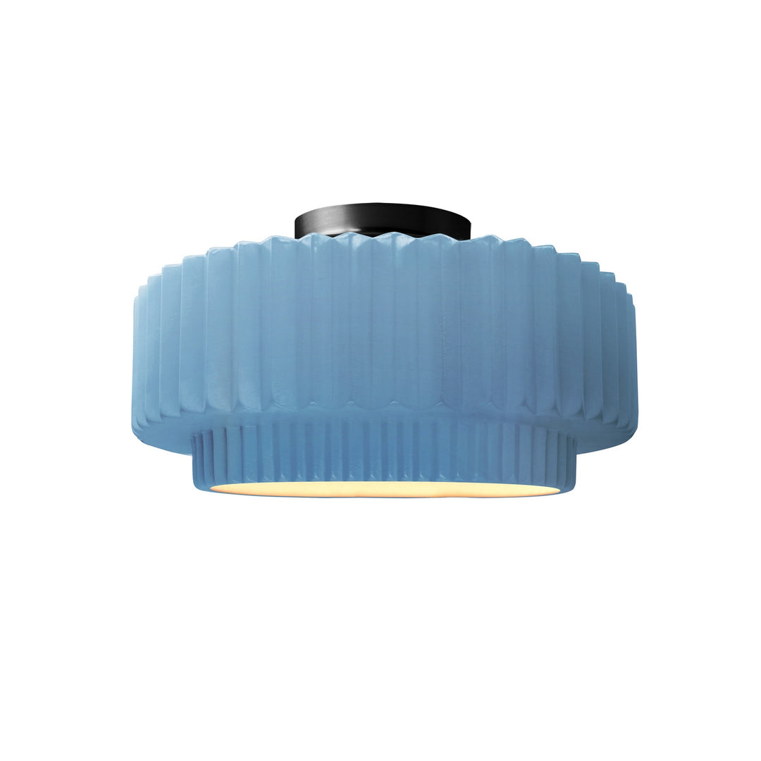 Justice Designs - CER-6370-SKBL-MBLK - One Light Semi-Flush Mount - Radiance Collection - Matte Black