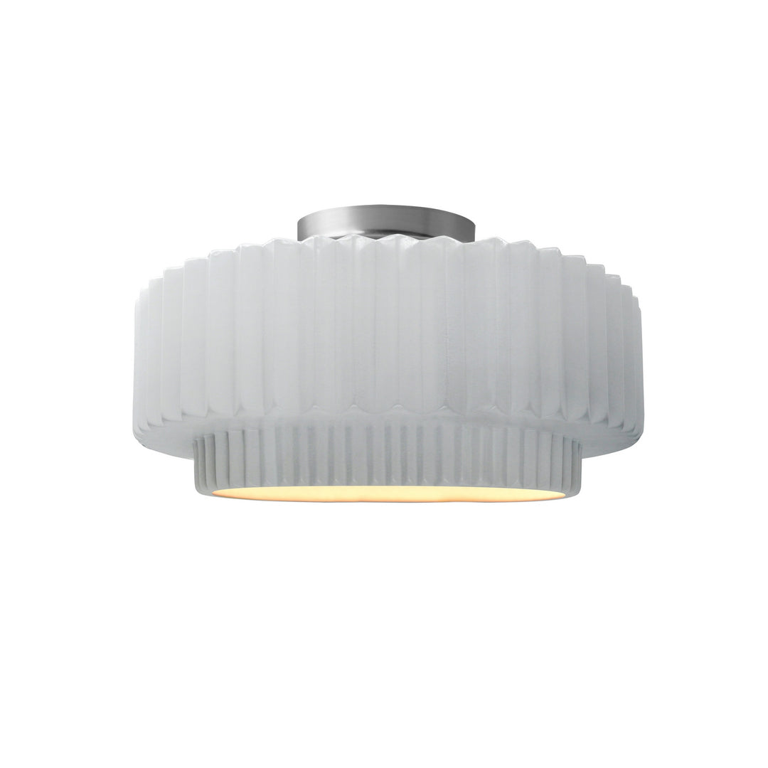 Justice Designs - CER-6370-WHT-NCKL - One Light Semi-Flush Mount - Radiance Collection - Brushed Nickel
