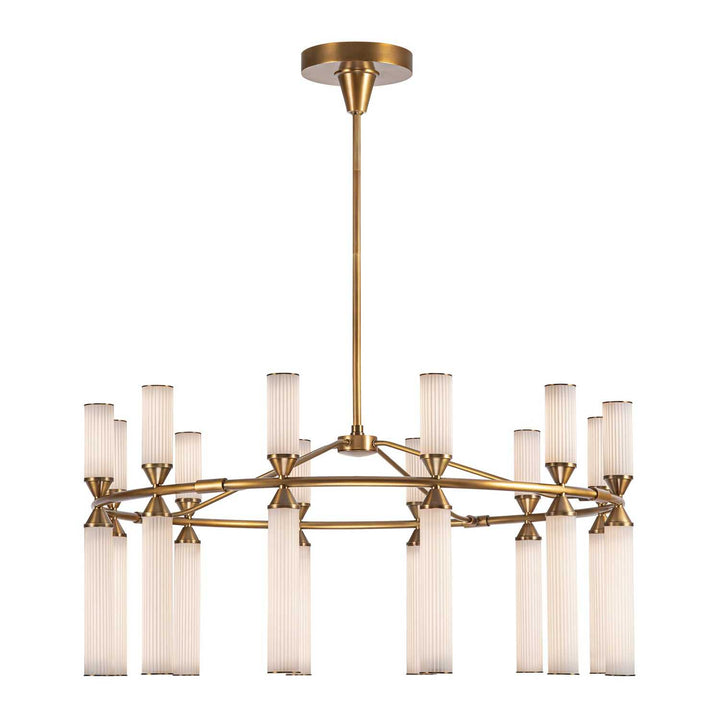 Alora Canada - CH348038VBFR-UNV - LED Chandelier - Edwin - Vintage Brass/Frosted Ribbed Glass