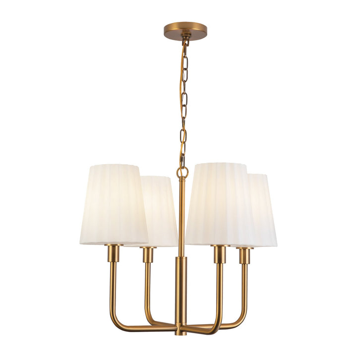Alora Canada - CH628423AGOP - Four Light Chandelier - Plisse - Aged Gold/Opal Matte Glass